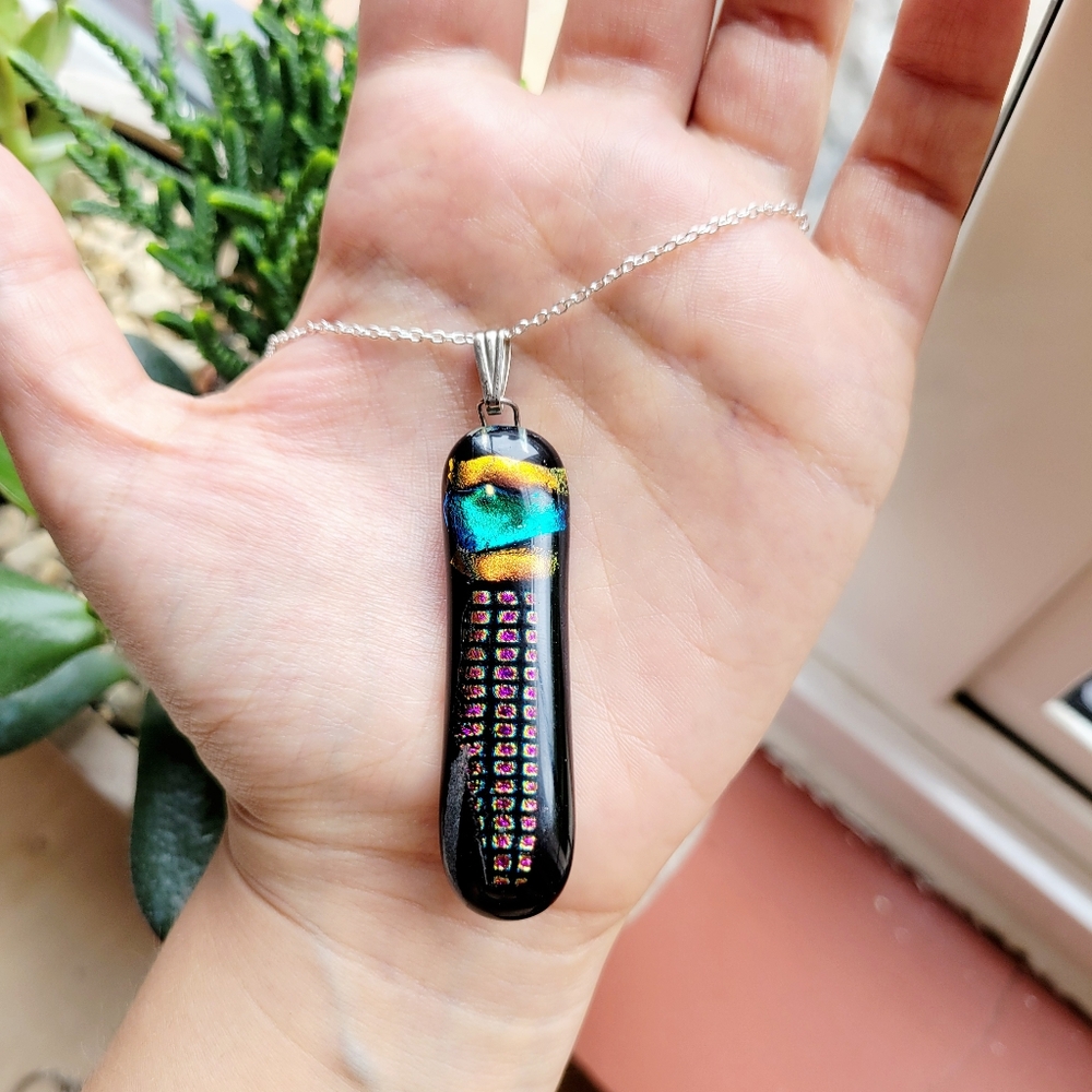 Handmade Modern Art Dichroic Glass Necklace